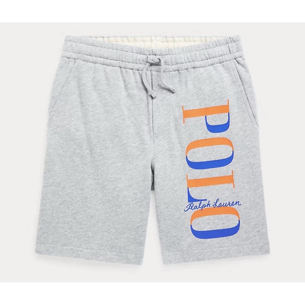 Polo Ralph Lauren Boys Large 14/16 Logo Spa Terry Shorts Heather Gray Spellout